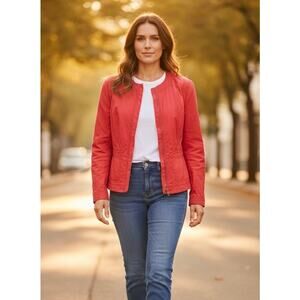 NWT Elie Tahari Judith Cropped Jacket Blazer Women's XL Pink Zip Front Designer